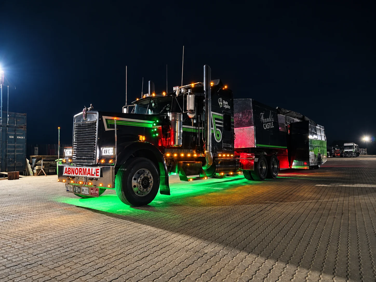 Franki's Castle party truck Mbombela illuminated at night